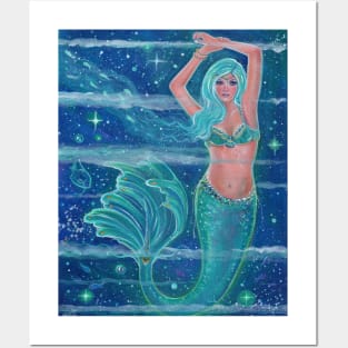 Gemma aqua mermaid by Renee Lavoie Posters and Art